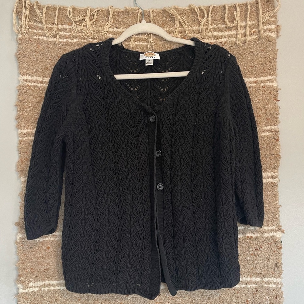 100% cotton Black Knitted Cardigan